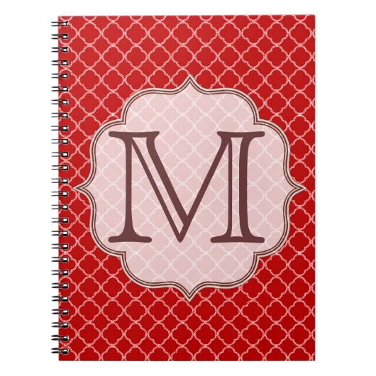Crimson Red Quaterfoil Latti Monogramme Note Livre (Devant)