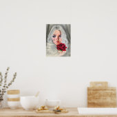Crimson Red rose gothique fille mime POSTER (Cuisine)