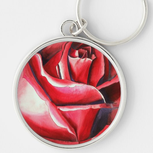 Crimson Red Rose - schilderij van de originele wat Sleutelhanger (Voorkant)