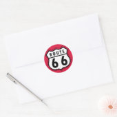 Crimson Red Route 66 Road Sign Ronde Sticker (Envelop)