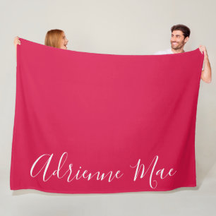 Crimson Red Simply Personalized Fleece Blanket Deken