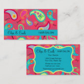 Crimson Red Turquoise Blue Modern Paisley Pattern Visitekaartje (Voorkant / Achterkant)