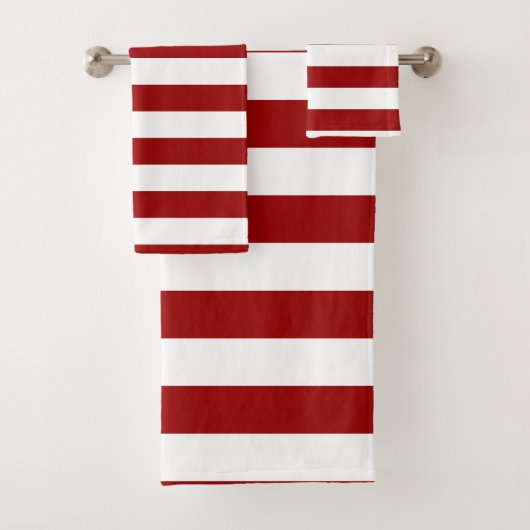 Crimson rode en witte strepen bad handdoek (Insitu)