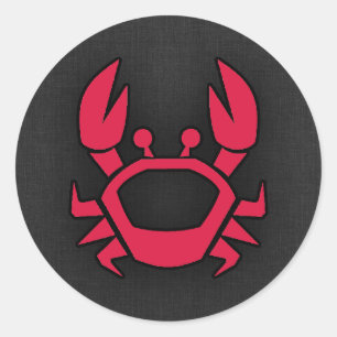 Crimson rode krab ronde sticker