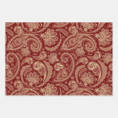 Crimson rood en beige paisley inpakpapier vel (Voorkant 2)