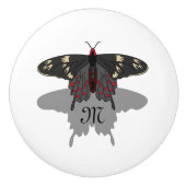 Crimson Roos Butterfly Shadow Monogram Keramische Knop (Voorkant)