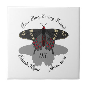 Crimson Roos Butterfly Shadow Monogram Tegeltje