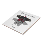 Crimson Roos Butterfly Shadow Monogram Tegeltje (Zijkant)