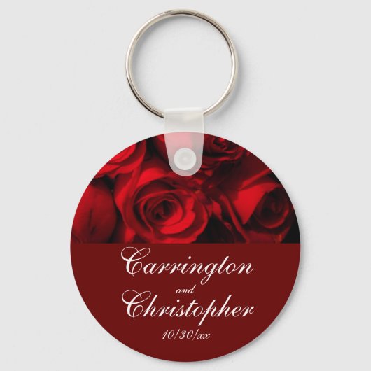 "Crimson Rose Bouquet" - Gepersonaliseerd [a] Sleutelhanger (Voorkant)