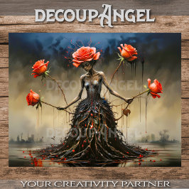 Crimson Roses Rising Decoupage Tissuepapier