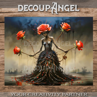 Crimson Roses Rising Decoupage Tissuepapier