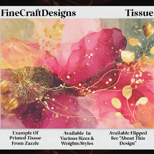 Crimson & Roze Alcohol Ink + Goud EA4L Decoupage Tissuepapier