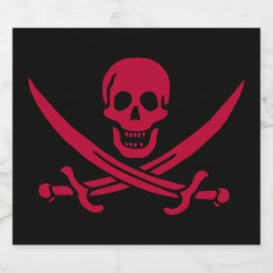 Crimson Skull & Swords Pirate vlag van Calico Jack Bier Etiket