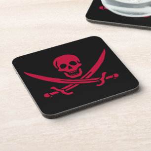 Crimson Skull & Swords Pirate vlag van Calico Jack Bier Onderzetter