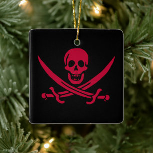 Crimson Skull & Swords Pirate vlag van Calico Jack Keramisch Ornament