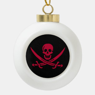 Crimson Skull & Swords Pirate vlag van Calico Jack Keramische Bal Ornament