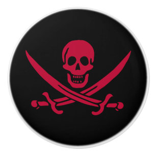 Crimson Skull & Swords Pirate vlag van Calico Jack Keramische Knop