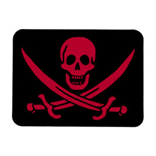 Crimson Skull & Swords Pirate vlag van Calico Jack Magneet