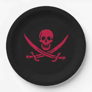 Crimson Skull & Swords Pirate vlag van Calico Jack Papieren Bordje