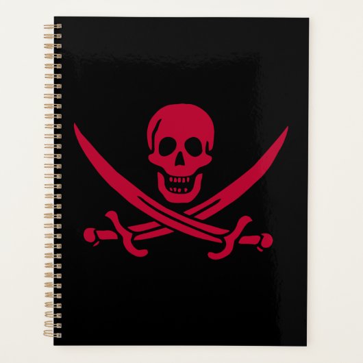 Crimson Skull & Swords Pirate vlag van Calico Jack Planner (Voorkant)