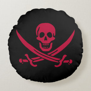 Crimson Skull & Swords Pirate vlag van Calico Jack Rond Kussen