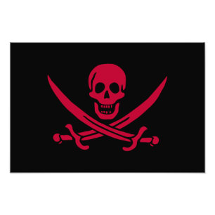 Crimson Skull & Swords Piratenvlag van Calico Jack Foto Afdruk