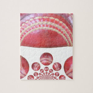Crimson Spin - Een prachtige rode cricketbal Arti Legpuzzel