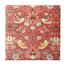 Crimson Strawberry Thief Tile