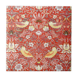 Crimson Strawberry Thief Tile Tegeltje