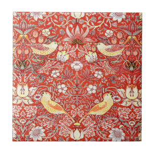 Crimson Strawberry Thief Tile Tegeltje