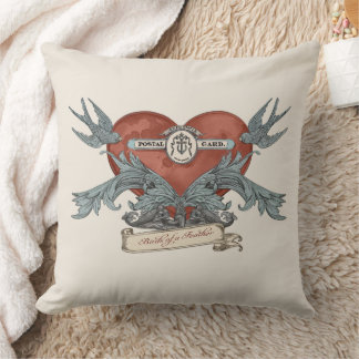 Crimson Submarine Silver Dolphin Throw Pillow Kussen