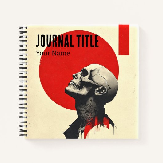 Crimson Sun Skull Journal — Custom Name & Title Notitieboek (Voorkant)