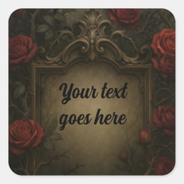 Crimson Thorn rode rozen gotische barokke bruiloft Vierkante Sticker