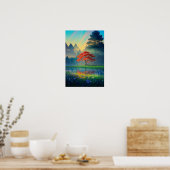 Crimson Tree te midden van bosontginning Poster (Keuken)