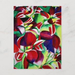 Crimson tropical Singapore Orchids flower art Briefkaart