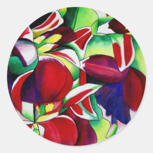 Crimson tropical Singapore Orchids flower art Ronde Sticker