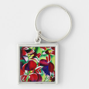 Crimson tropical Singapore Orchids flower art Sleutelhanger
