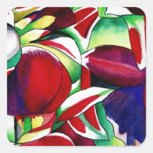 Crimson tropical Singapore Orchids flower art Vierkante Sticker