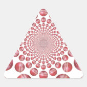Crimson Vortex: Prachtige rode cricketbalkunst Driehoek Sticker (Voorkant)