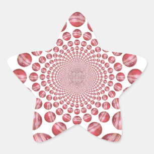 Crimson Vortex: Prachtige rode cricketbalkunst Ster Sticker
