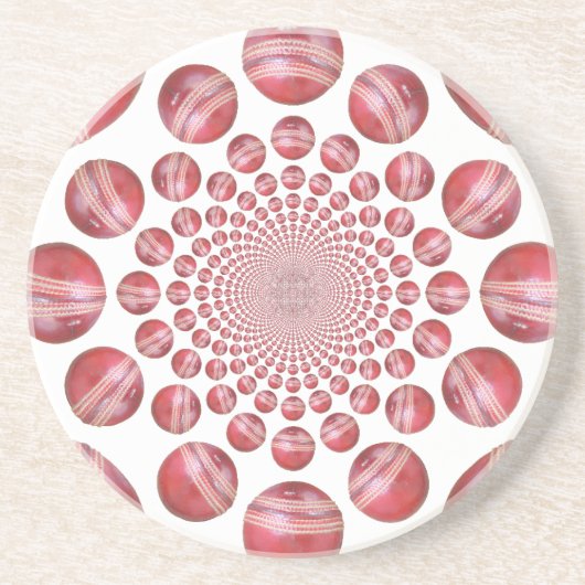 Crimson Vortex: Prachtige rode cricketbalkunst Zandsteen Onderzetter (Voorkant)