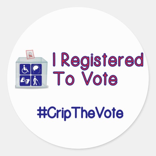#CripTheVote I GEREGISTREERDE stickers (rond) klei (Voorkant)