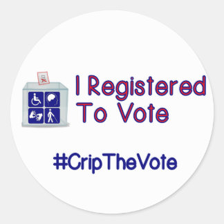 #CripTheVote I GEREGISTREERDE stickers (rond) klei