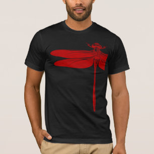 Criquet rouge sur noir, T-shirt avant
