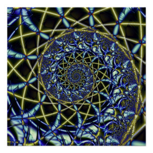 Crisiskruis   Gele en blauwe fractale kunst Perfect Poster