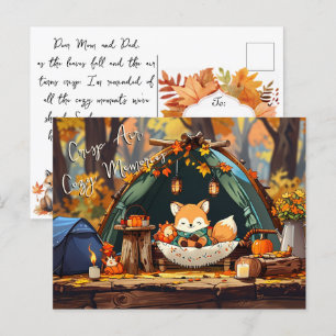 Crisp Air Cozy Memories Herfst bladeren Camping Fo Briefkaart