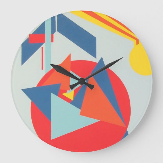 Crisp Contemporary of Blue and Orange Wall Clock Grote Klok (Voorkant)