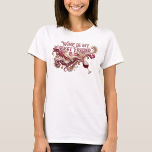 Crisp Roze WIJN IS MIJN BÈSTE VRIEND Shirt Ontwerp