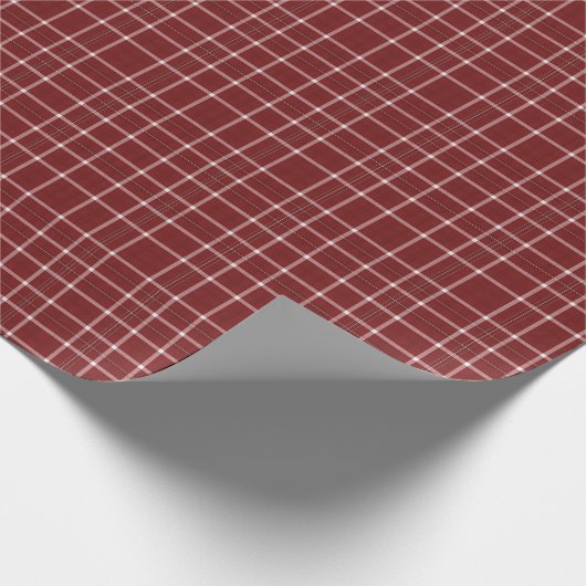 Crisp White en Maroon Fine Line Tartan Cadeaupapier (Hoek)
