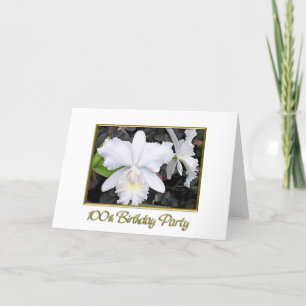 Crisp White Orchids Birthday Party 100 Kaart